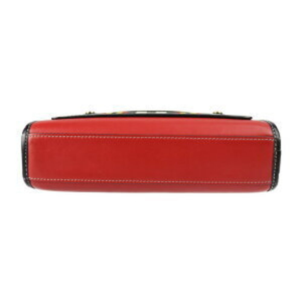 BURBERRY Pocket Bag Handbag Leather Canvas Red Black Multicolor Check Shoulder - Picture 4 of 9
